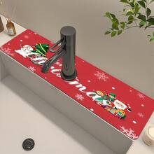1 pièce, Joyeux Noël, Tampon absorbant en boue de diatomées pour robinet, Tampon anti-éclaboussures pour robinet de salle de bain, Tampon de robinet imperméable et antidérapant, Accessoires pour plan de travail de cuisine, Les meilleurs articles décoratifs pour Noël à la maison !
