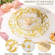 50/100/150 Disposable Gold Placemats, 13 "Glitter Metal Mesh Round Placemats, Gold Foil Mesh Doilies, Table, Wedding, Birthday Party Decorative Gold Doilies - Multicolor - View 7