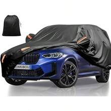 Cubierta para Auto Universal Impermeable con Cremallera, Anti - y Antipolvo - Funda de Lona con Tira Reflectante para Exterior Negro, SUV - 530x200x180CM - Negro + SUV-530x200x180CM - Ver 1