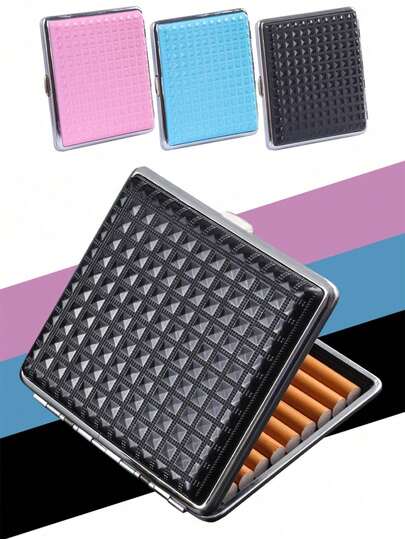1pc 20pcs/Pack Plastic Cigarette Case, Regular Thick Cigarette Box, Moisture-Proof Anti-Crush Personalized Portable Cigarette Storage Box, Metal Cigarette Clip