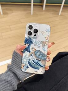 UV喷漆加厚透明防摔TPU手机壳，海龟波浪图案设计，兼容 16/16 Plus/16 Pro/16 Pro Max、15/15 Plus/15 Pro/15 Pro Max、14/14 Plus/14 Pro/14 Pro Max，兼容Galaxy S25 Ultra、S23、S23+、S23 Ultra、S24，兼容Infinix系列。提供镜头保护，可用作保护壳，是新年、圣诞节、万圣节或情人节送给男友、女友的理想礼物。国际版，非国内版。 - 彩色 - 查看 2