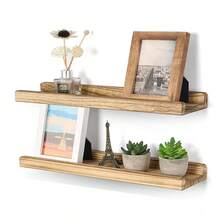 2/3 Stück Rustikale Wandregal aus Massivholz – Freistehendes Design ohne sichtbare Halterungen, Naturholzoptik für Wohnzimmer, Schlafzimmer, Badezimmer, Büro – Bilderrahmen-Display, Gewürzregal, Hängeregal, Badezimmer Organizer Regal, Pflanzenaufbewahrung, Vintage Regal, hochwertige Handwerkskunst - Braun - Übersicht 7