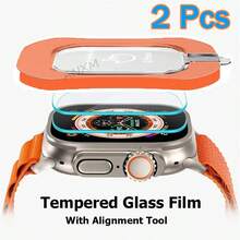 2Pcs Tempered Glass Film Compatible With IPhone Watch Ultra 2 3 49mm With Alignment Tool Screen Protector For Watch Ultra 49mm Easy Install Kit