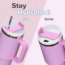 12 Pack 40oz Glossy Coating Rainbow Plated Tumbler With Removable Handle With Lid And Straw, Stainless Steel Double Wall Insulated Cup For Laser Engraving Tumbler, For Travel Camping Water Bottle, It's Available In A Choice Of Colours - 粉色 - 查看 6
