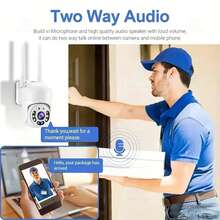 360° PTZ View Smart Home Security Camera, Outdoor WiFi Surveillance Camera - Automatic Tracking And Audio Monitoring, Night Vision, AI Human Detection, Two-Way Talk, Wall-Mounted, USB Powered, White, Wireless Monitoring Camera, Indoor Monitoring Camera, Outdoor Monitoring Camera