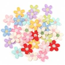 30pcs/Pack Colorful 5-Petal Flower Embroidered Patches, Cotton Thread Hand-Sewn Floral Patches For DIY Clothing, Pants, Socks, Hats And Fabric Decoration & Repair