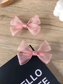 2/14 Stücke rosa Mesh-Schleifen Haarclips für Mädchen, modisch und süß, geeignet für den täglichen Gebrauch