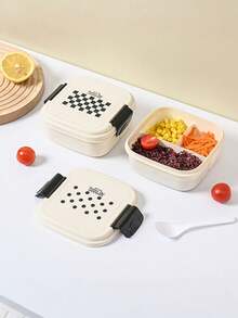 2026 individualisierte Mikrowellen-Lunchbox für Büromitarbeiter, Studenten Plastik tragbare Lunchbox mit Fächern, cremefarbener leichter Behälter für Essen/Salat, Rückkehr zur Schulzeit - Verschiedenfarbig - Übersicht 5