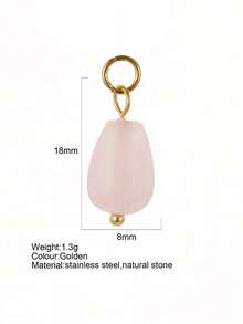 1pc Vintage Elegant Stainless Steel Natural Stone Geometric Pendant, DIY Necklace Bracelet Earring Keychain, Suitable For Christmas Gift & Daily Wear