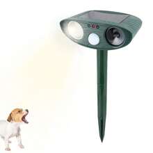 Repelente ultrasónico para gatos con energía solar, repelente de animales de jardín con luz intermitente, sensor de movimiento, repelente de insectos impermeable para perros, gatos y pájaros - Verde Oscuro - Ver 4