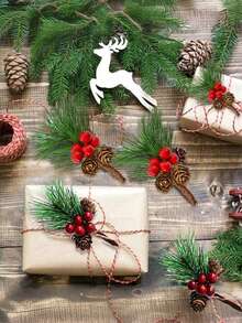 5 piezas - Ramas de árbol de pino con bayas rojas, guirnaldas artificiales de piñas y bayas, flores artificiales de piña pequeñas para manualidades DIY, ramas de árbol de Navidad de plástico para manualidades, chimenea, bar, fiesta, decoraciones navideñas, suministros para fiestas de boda, centros de mesa para cocina y restaurante, decoración del Día de San Valentín, regalo, decoración del hogar, decoraciones navideñas, decoración de habitaciones, adornos navideños para el árbol