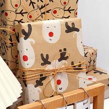 1pc 300x43cm Christmas Gift Wrapping Paper With Reindeer, Santa Claus, Christmas Tree Patterns, Gift Packaging Decoration Paper, Christmas Wrapping Paper, DIY Gift Decoration, Handmade Packaging Paper, Easy To Protect Items, Gift Box Filling, Party Decoration - Christmas Style Design, Durable Packaging, Holiday Packaging, Holiday Decoration