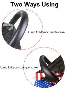 Universelle Kinderwagen Griffabdeckung aus PU-Leder, Baby Kinderwagen Griffhülle zum Schutz, Kinderwagen Zubehör Griffschutz mit abnehmbarem Reißverschluss in Schwarz und Braun