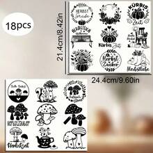 18PCS Autumn Theme - Autumn Proverbs, Pumpkin, Mushroom Pattern DTF Transfer Paper, Scratch-Resistant, Self-Adhesive DIY CraftS Stickers, Suitable For Laptops, Water Bottles, Etc. Easy To Apply - Multicolor - View 2