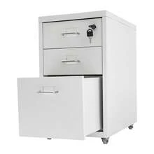 3-Drawer Vertical File Cabinet - Metal Mobile Filing Cabinet With Lock, Fits Letter, Legal, And A4 Size Documents, For Home Office Use (White) - White - View 8