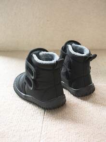 1双幼儿男童黑色简约时尚保暖低帮雪地靴，适合冬季穿着 - 黑色 - 查看 4