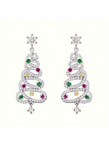 1 buc Cercei Brad de Crăciun - Cercei cu pandantiv pentru femei, Cadou decorativ pentru cercei brad de Crăciun pentru ea, Cadou de întoarcere la școală, Cadou de Ziua Îndrăgostiților