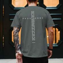 Men Vintage Christian Cross Bible Verse Tee, Jesus Faith Inspirational Cotton Short Sleeve Streetwear Top, Daily Gift For Boyfriend Husband - 深灰色 - 查看 4