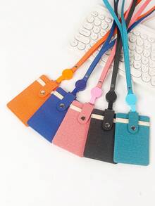 Multi-Slot Zipper Card Holder Wrist Strap Phone Lanyard ID Badge Holder Braided Leather Card Case For Work ID Employee ID Bank Card Bus Card Student ID For Women Wallet Mini Wallet Purse Wallet Card Wallet - Multicolor - View 1
