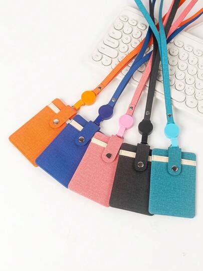 حامل بطاقات متعدد الفتحات مع سير معصم وحامل بطاقة هوية/شارة موظف مضفر من الجلد لحمل بطاقات العمل والبنك وبطاقة الطالب وبطاقات النقل والنقود والمحفظة الصغيرة للنساء