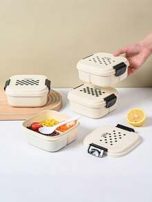 2026 individualisierte Mikrowellen-Lunchbox für Büromitarbeiter, Studenten Plastik tragbare Lunchbox mit Fächern, cremefarbener leichter Behälter für Essen/Salat, Rückkehr zur Schulzeit - Verschiedenfarbig - Übersicht 3