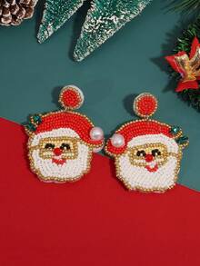 Ohrringe mit Weihnachtsmann-Perlenanhänger, Schneeflocken, Weihnachtsbaum-Hängeohrringe, Accessoire für täglichen Party-Schmuck, Geschenke zu Halloween und Weihnachten