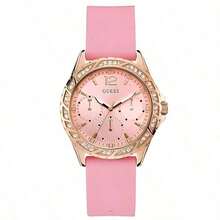 Guess Sparkling W1096L5 Casual Stylish Women's Silicone Strap Quartz Watch Black Round Dial Bezal With Crystals Fashion Lady's Watch Suitable For Daily Party Outdoor Wear Ideal Gift For Women