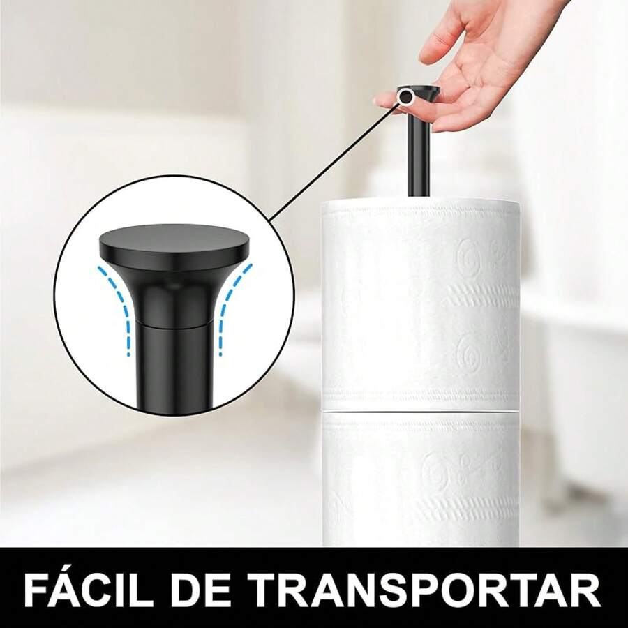 Soporte de papel higiénico (con función de reserva), soporte de almacenamiento de rollos de repuesto independientes, acero inoxidable, diseño moderno - Negro Mate - Ver 1