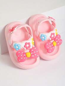 [夏季婴儿必备] 儿童透气凉鞋，柔软防滑室内浴室淋浴卡通二合一拖鞋，幼儿和小孩户外沙滩凉鞋，时尚夏季度假鞋 - 粉色 - 查看 10