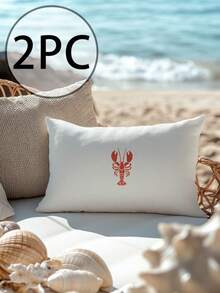 1件/2件/3件/4件白色帆船图案柔软舒适装饰枕套，隐形拉链设计，无填充，适用于沙发、卧室、户外、海滨度假 - 蝦 - 查看 18