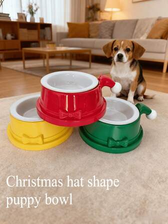 Christmas Themed Pet Food Bowl Candy Shaped Pet Food Bowl Detachable Anti-Spill Pet Feeding Bowl PP Material Dog Bowl Holiday Atmosphere Pet Tableware