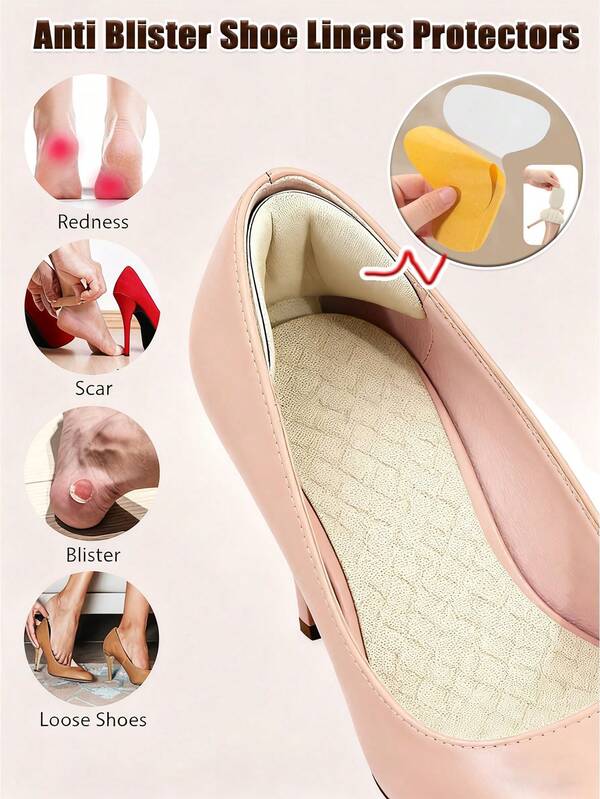 6pcs 2-In-1 Heel Grips - Non-Slip Durable Heel Pads, Adjustable Shoe Size, Breathable Shock-Absorbing Heel Cushions For Men & Women Casual Shoes, Sneakers, High Heels, Trimmable