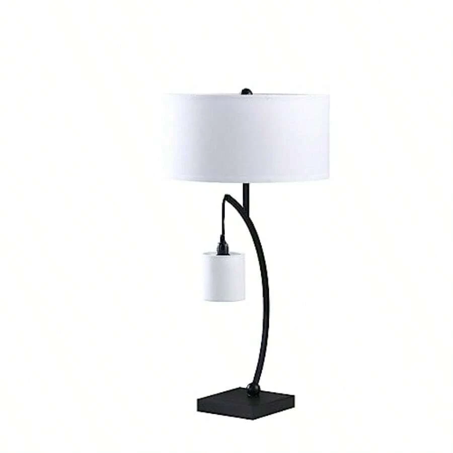 International 28.5" In Contemporary Dual Black Arc W Hanging Pendelum Lamp Metal Table Lamp