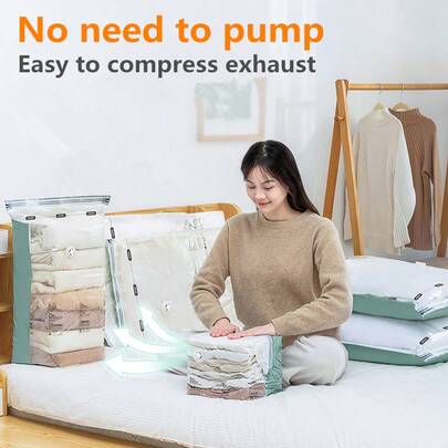 1pc Pump-Free Vacuum Compression Storage Bag, Large-Capacity Clothes And Quilts Sorting Bags, Save 80% Space,Vacuum Seal Bags Travel,Vaccum Seal Bags For Clothes,Storage Bags,Vacuum Seal Bags,Clothes Storage,Closet Organization And Storage,Clothes Organizer,Home Decor