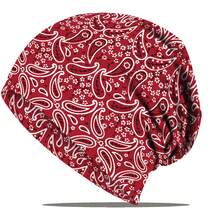 1/8顶 亮丽佩斯利印花宽松针织帽，男女通用，时尚弹力无檐帽，柔软针织帽，癌症主题帽，柔软弹力涤纶针织帽，可机洗，适合教师节、毕业典礼、父亲节等场合，休闲头饰，无檐帽 - 彩色 - 查看 7