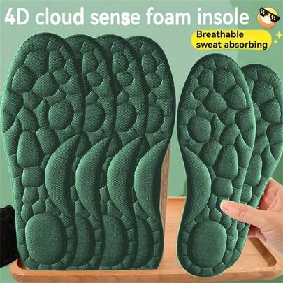 1 对记忆泡沫缓冲脚垫按摩减震鞋垫，舒适内底运动日常鞋垫，适合高跟鞋、运动鞋