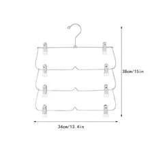 四层多功能金属衣架，带裙夹、裤夹和白色夹子 - 銀色 - 查看 2