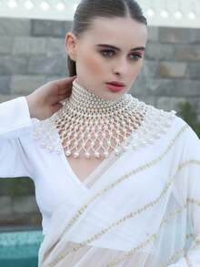 1pc Elegant Luxury Bridal Pearl Shoulder Chain, Suitable For Weddings, Banquets, Parties, Music Festivals, Dance Performances, Gifts For Women, And Other Occasions - White - View 3