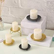 Iron Black Golden Candle Holders Pillar Metal Plate For Wedding Party Festival Candlestick Holder Art Gift Home Table Decoration - Black - View 7