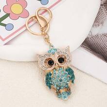 Dije con forma de búho brillante, llavero de metal, accesorio de joyería creativo, recuerdo de fiesta, aleación de zinc, al por mayor, regalo de otoño y Navidad