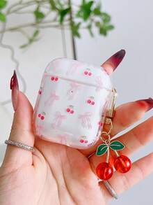 Niche Style Transparent Cherry 3 Earphone Case, Cute Protective Cover Compatible With Apple Pro 2/3, Wireless Bluetooth 4th Gen - Red - View 10