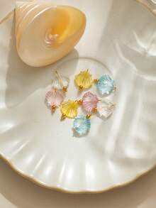 3pcs/Pack Transparent Acrylic Shell Shaped Stainless Steel Curved Needles Accessories, Candy Colors