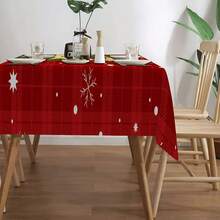 1pc Red & White Plaid Christmas Decor Printed Foldable & Easy Storage Tablecloth, Suitable For Kitchen, Dining Room, Holidays, Parties Home Decor Christmas Decorations Room Decor Winter Christmas Decorations Home Christmas Gifts Christmas Decor