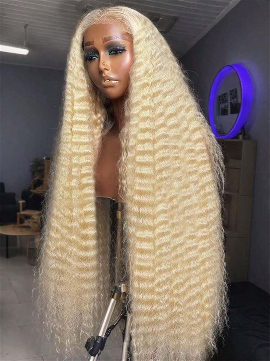 Deep Wave 13x4 HD Lace Frontal Human Hair Wig  Curly 613 Honey Blonde Water Wave 13x4 Lace Front Wigs For Women 200% - S613 - 查看 1