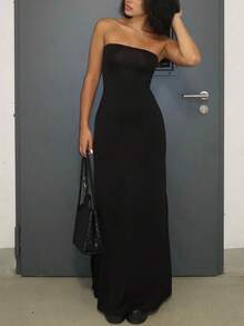 女士性感黑色紧身连衣裙，休闲百搭，适合派对、街头、度假、日常穿着，春夏皆宜