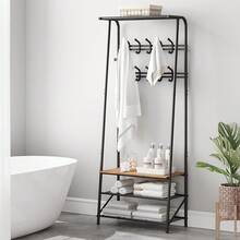 Clothing Racks - 25.2"W 2 Row Hooks Brown - View 7