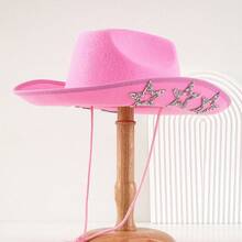 A Unisex Cowboy Hat Adorned With Studs And Rhinestone Stars, Featuring A Punk-Inspired Glossy Finish. Suitable For Parties, Cosplay, Dances, Masquerade Balls, Festivals, Weddings, Birthdays, And Music Festivals. - Multicolor - View 16