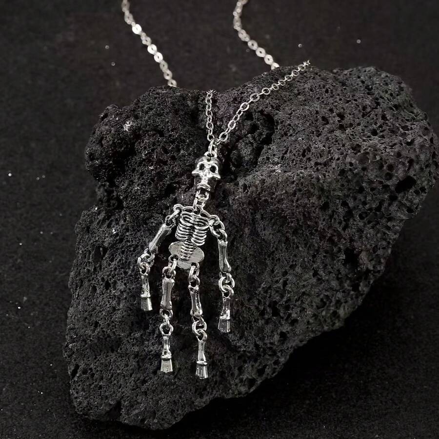 1pc Skull Necklace, Women Pendant Earrings, Stainless Steel Necklace, Halloween Necklace