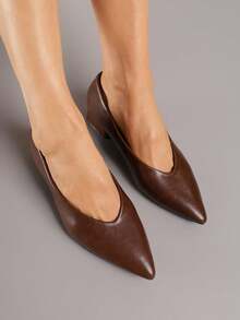 Escarpins à talon bas avec semelle intérieure - Taupe - Voir 4