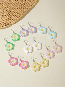 Juego de 14 piezas/8 piezas/6 piezas/2 piezas de pendientes de flor de resina juveniles y de moda, pendientes de vacaciones, disponibles en varios colores, adecuados como regalo para niñas y amigas